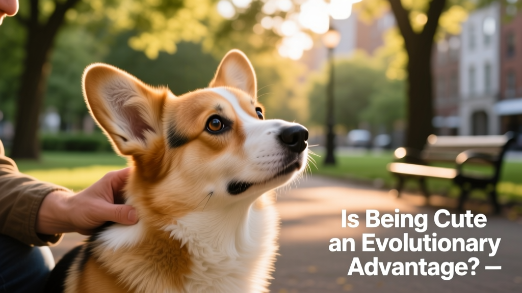 Welsh Corgi dog being petted by owner outside at a park