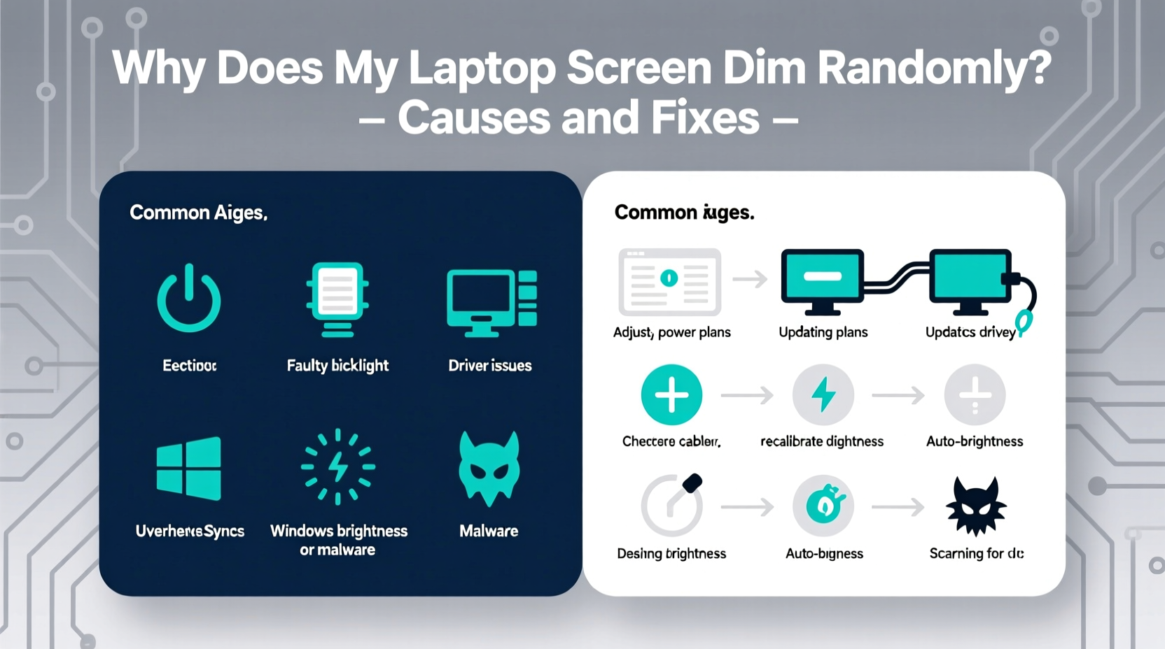 why does my screen dim randomly on my laptop causes and fixes