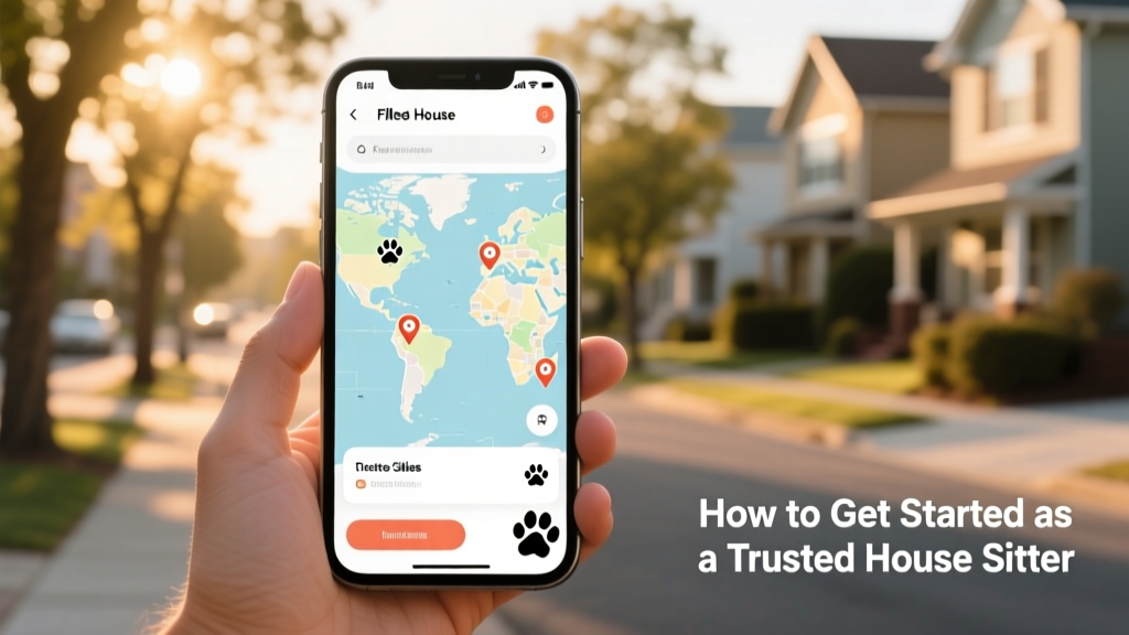 Map interface showing filtered house sits across multiple cities, with paw-print markers