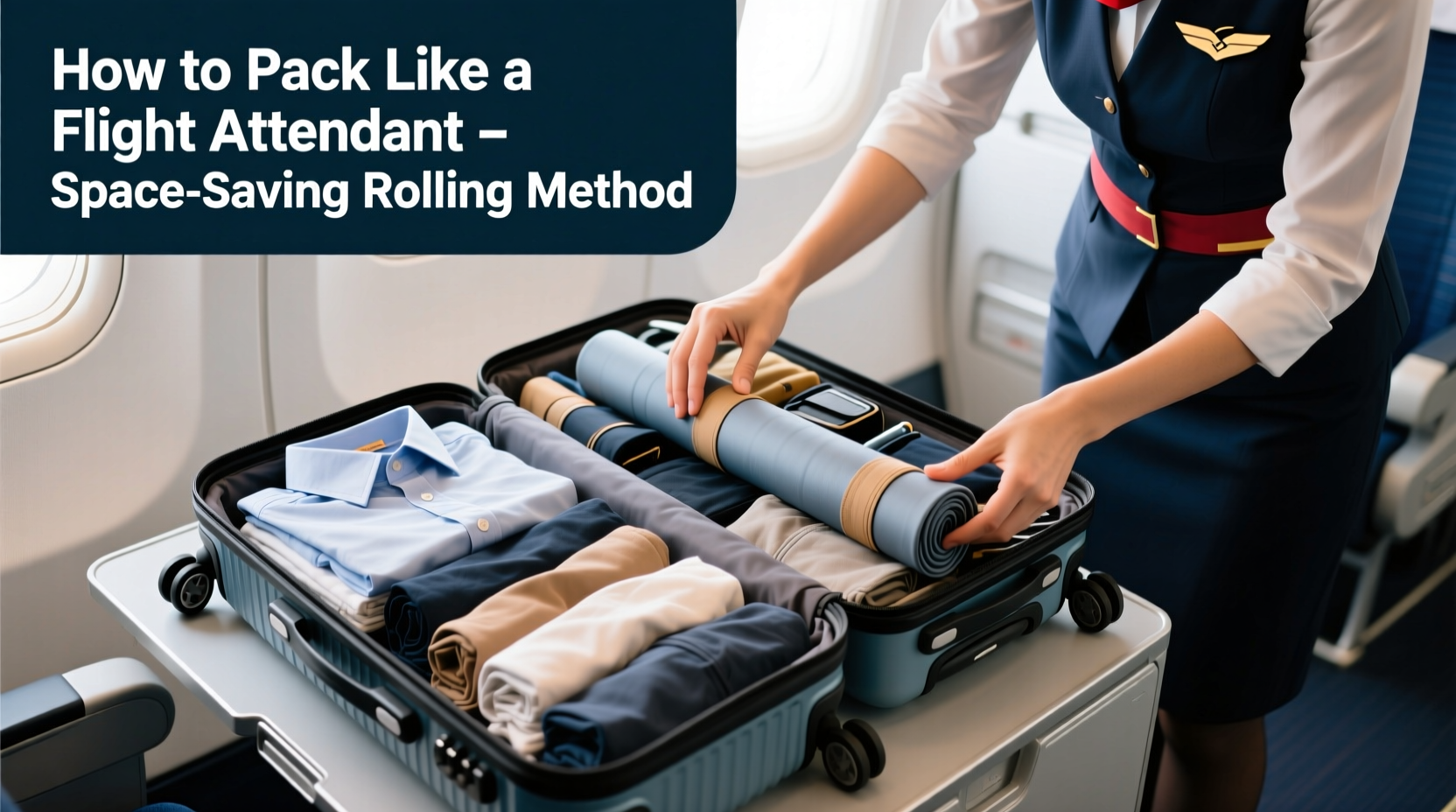 how to pack a suitcase like a flight attendant space saving rolling method