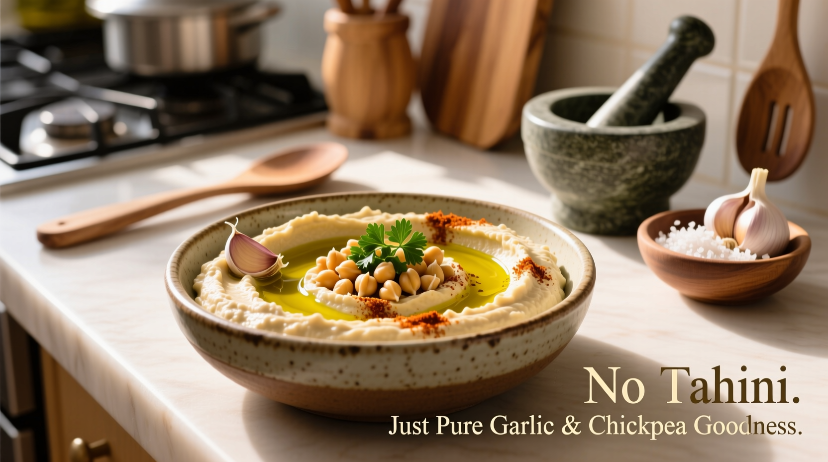 Easy Garlic Hummus Recipe Without Tahini (5 Ingredients)