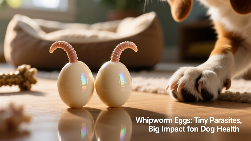 Microscopic view of whipworm eggs showing their distinctive oval shape with bilateral 'handles'