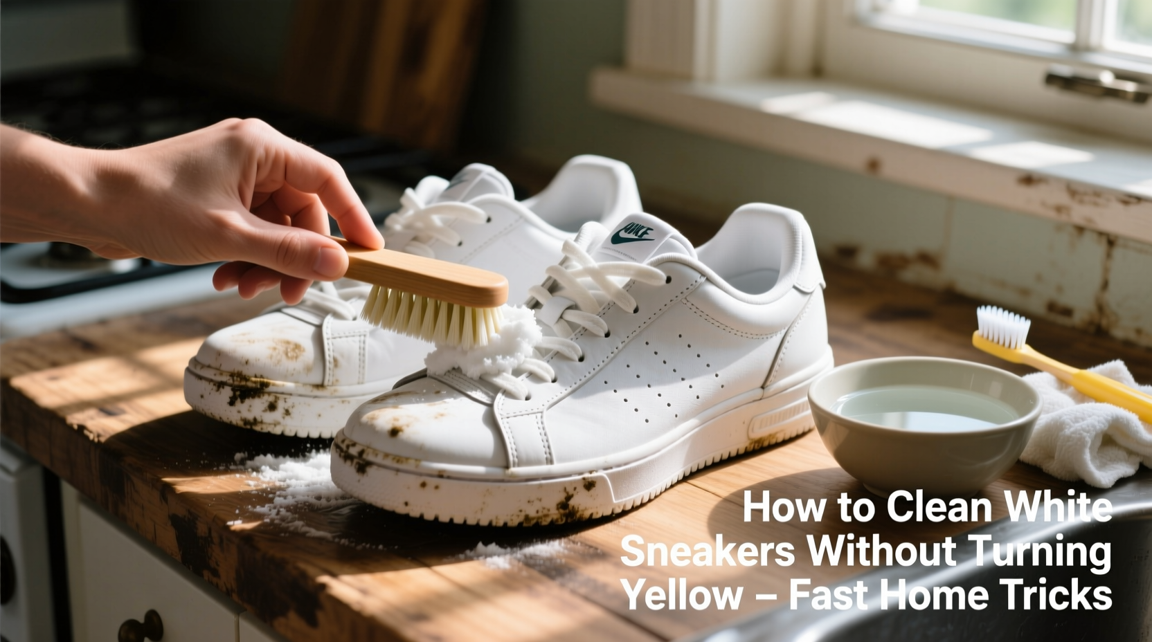 how to clean white sneakers without turning them yellow fast home tricks