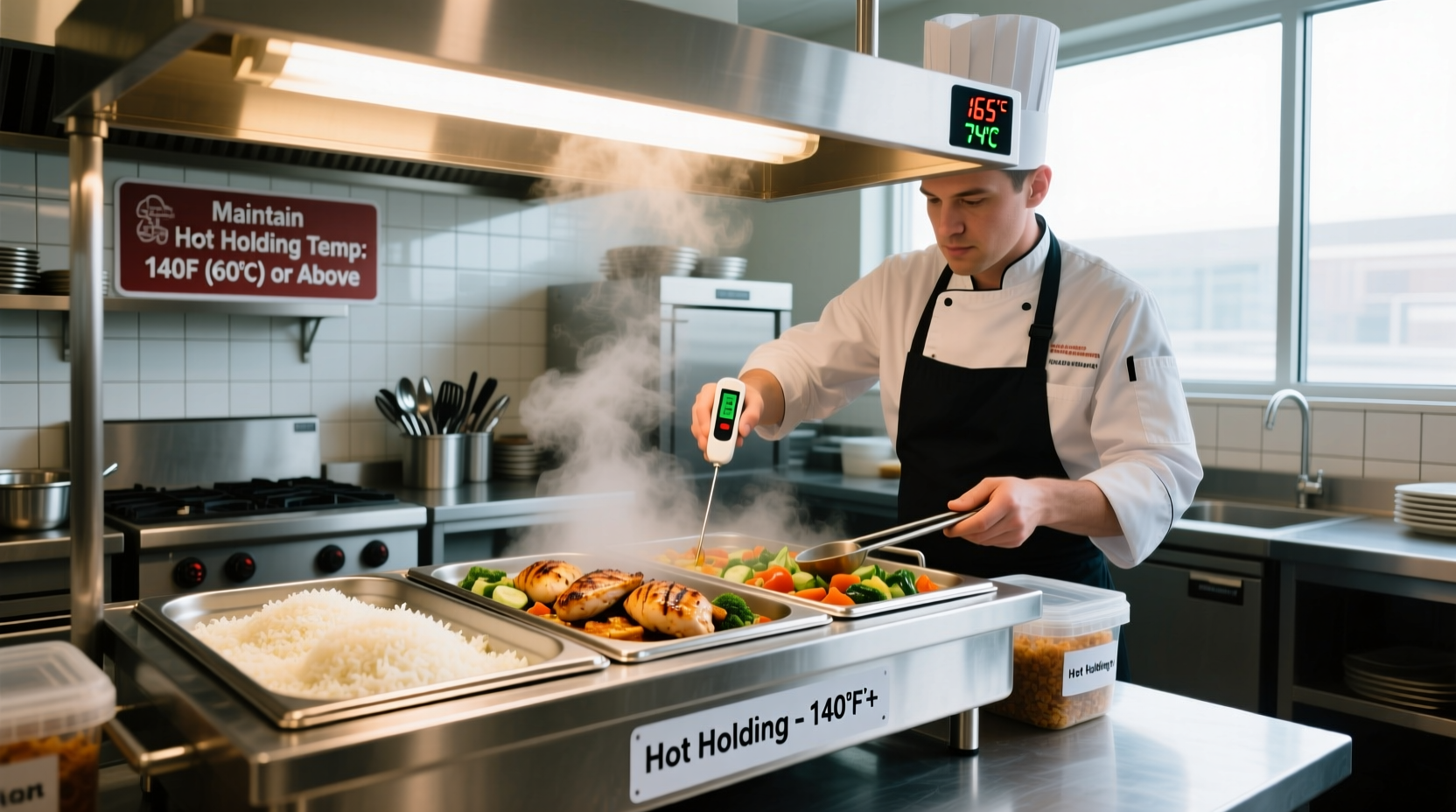 how do you reheat food for hot holding