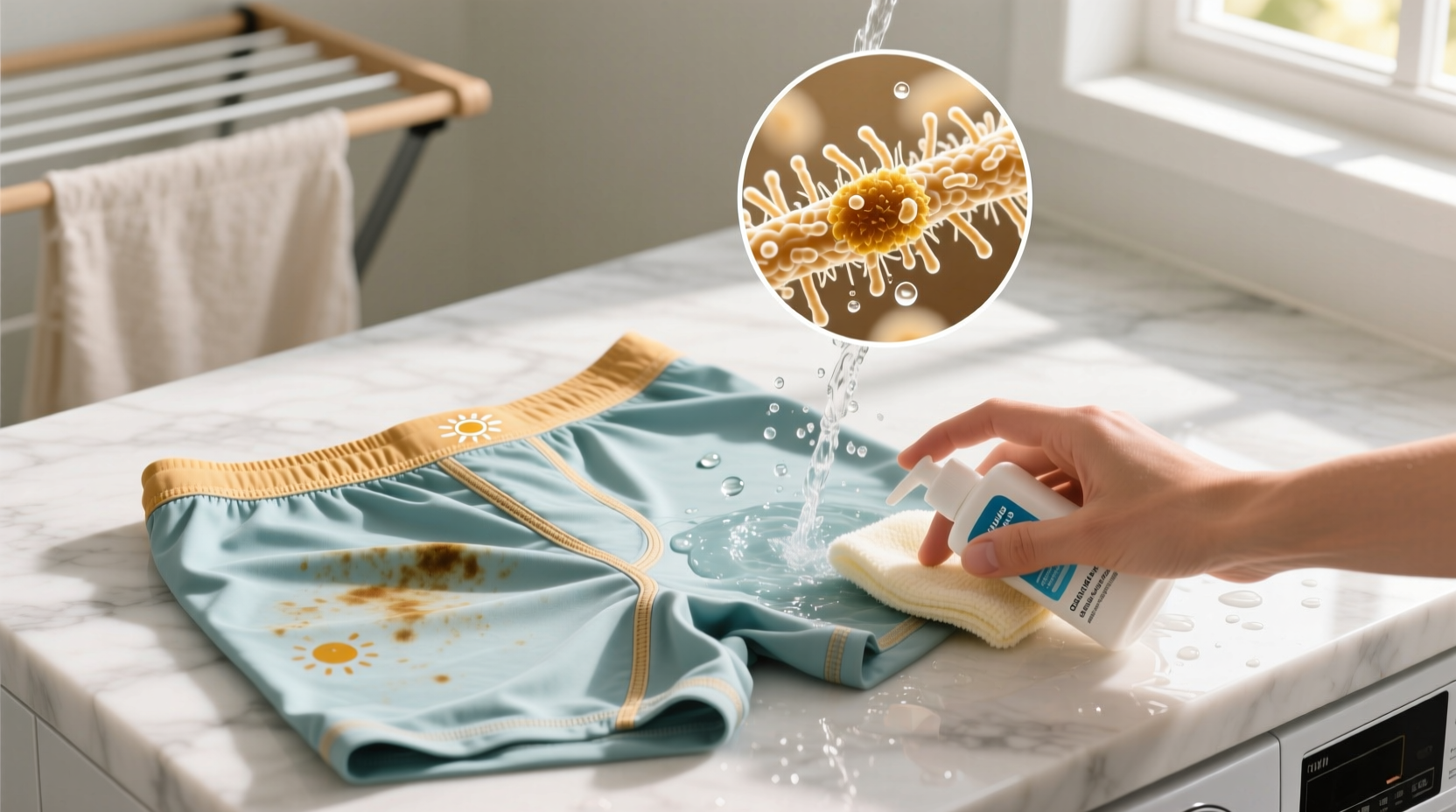 how to remove sunscreen stains from nylon swim shorts