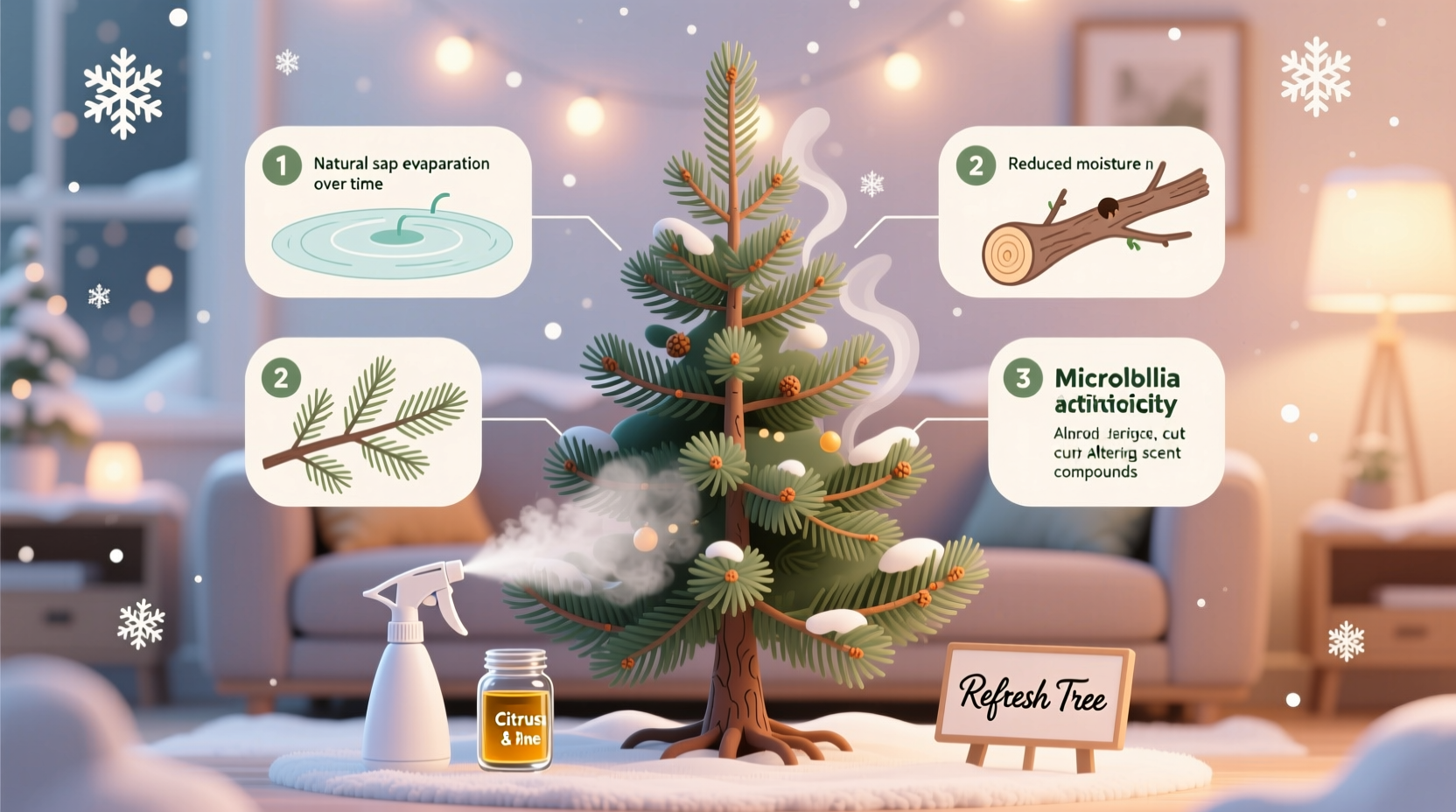 why does my christmas tree smell less after a few days and how to refresh it