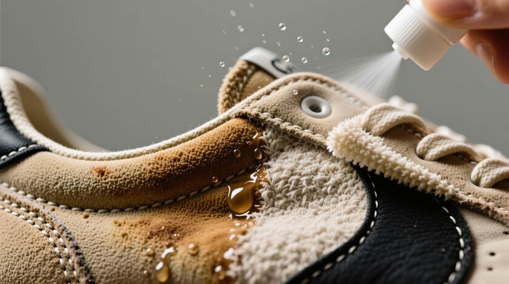 clean suede sneaker collars without water spots