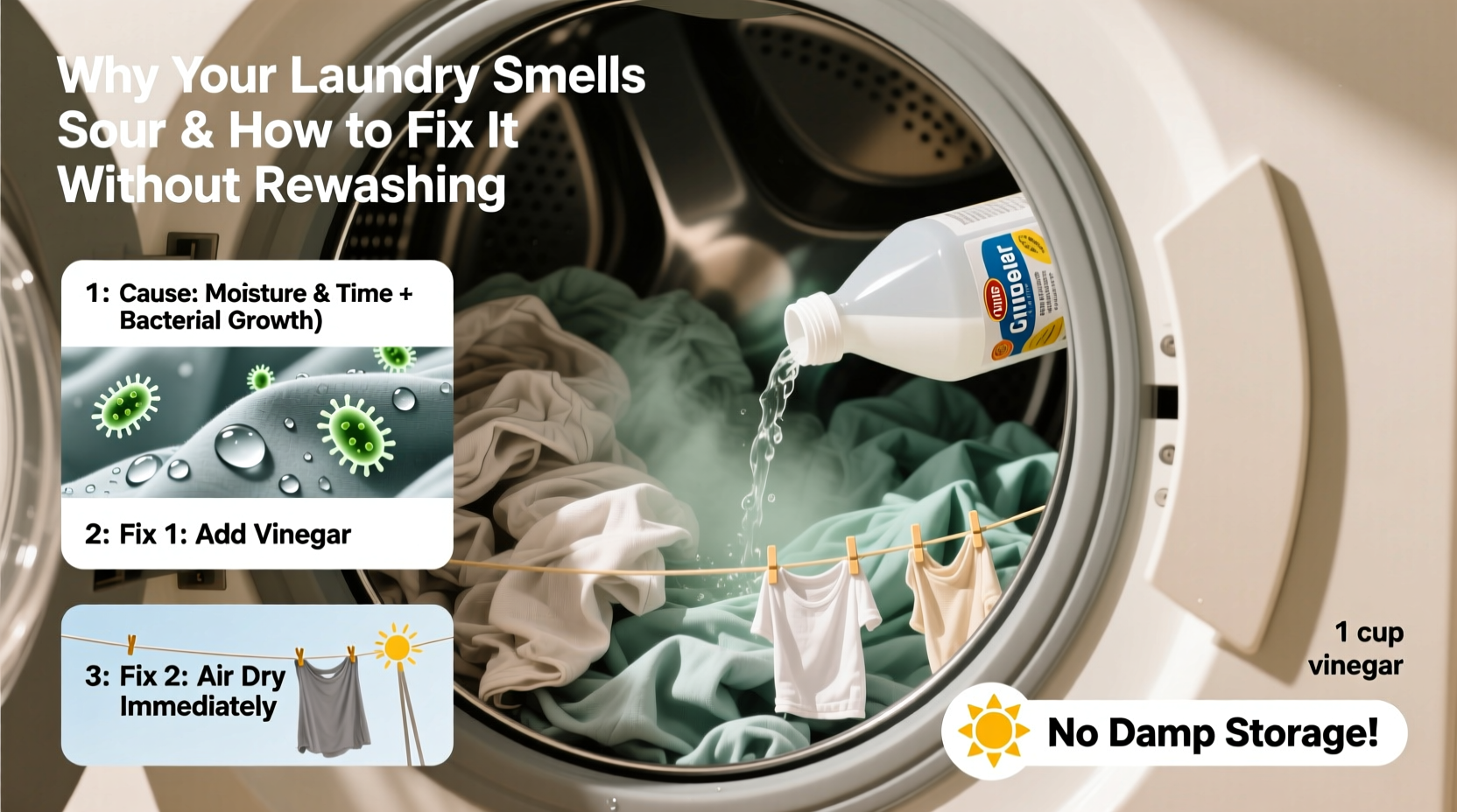 why does my laundry smell sour and how to fix it without rewashing