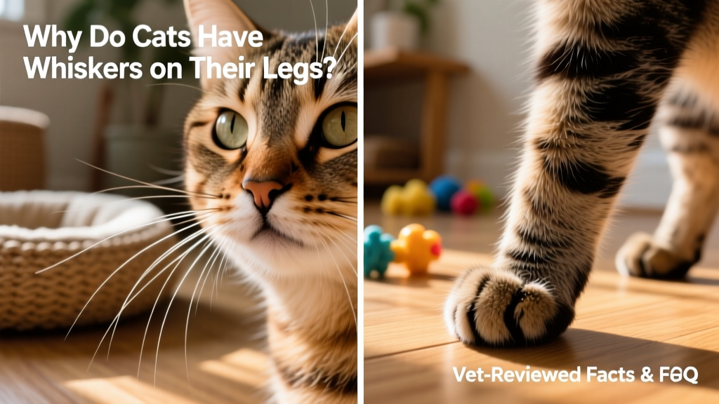Side-by-side comparison showing a cat’s facial whiskers and carpal whiskers on the forelimb