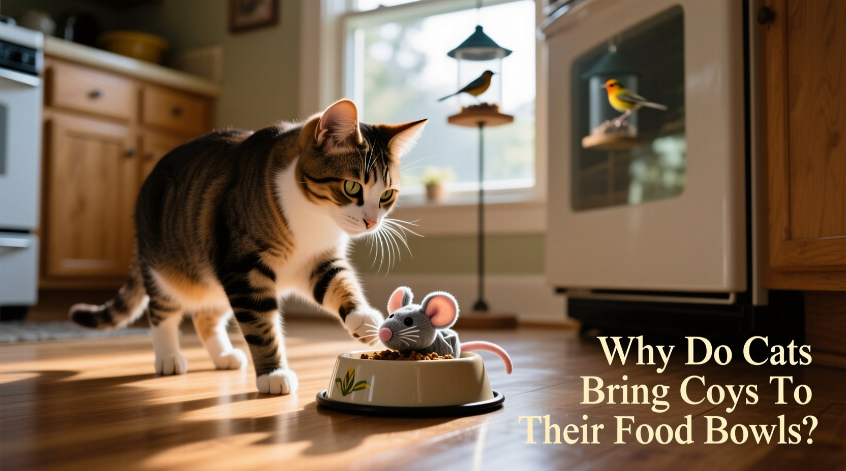 why do cats bring toys to their food bowls odd pet behavior