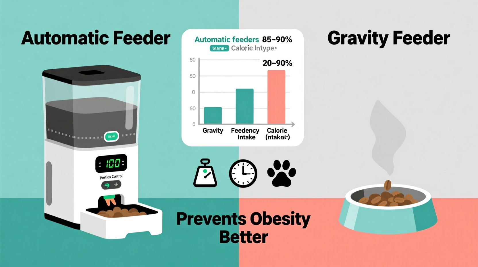 automatic cat feeder vs gravity feeder which prevents obesity better
