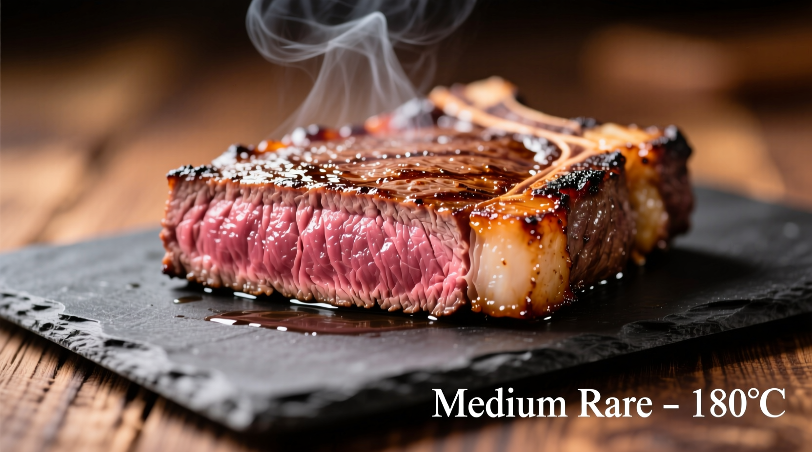 Perfect medium rare steak with pink center and seared crust