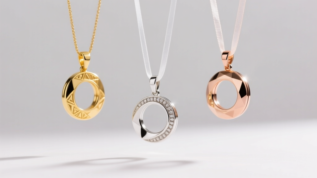 Dainty pendants in 14k yellow, white, and rose gold showing distinct alloy colors under a soft, diffused studio lighting setup.