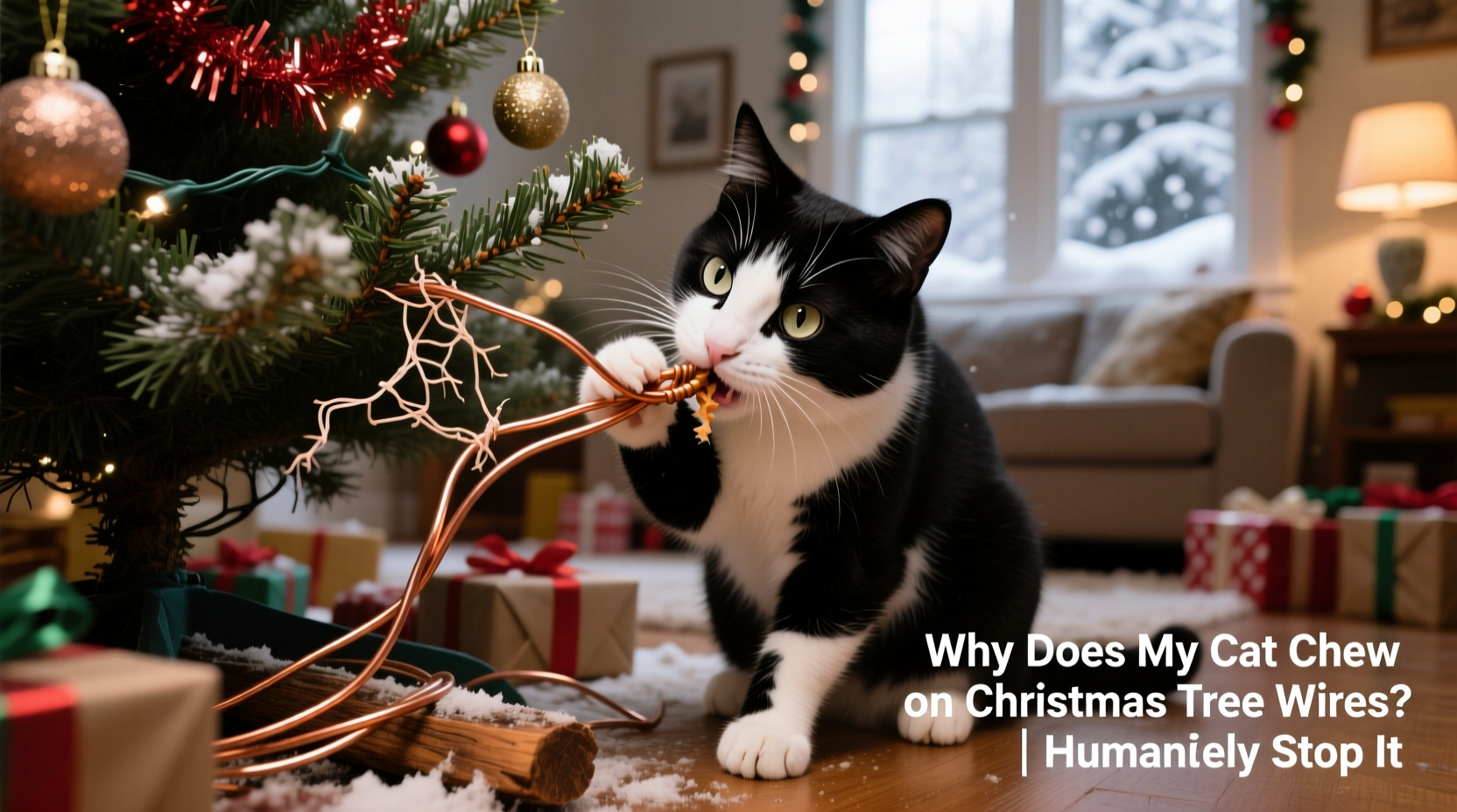 why does my cat keep chewing on christmas tree wires and how to stop it humanely