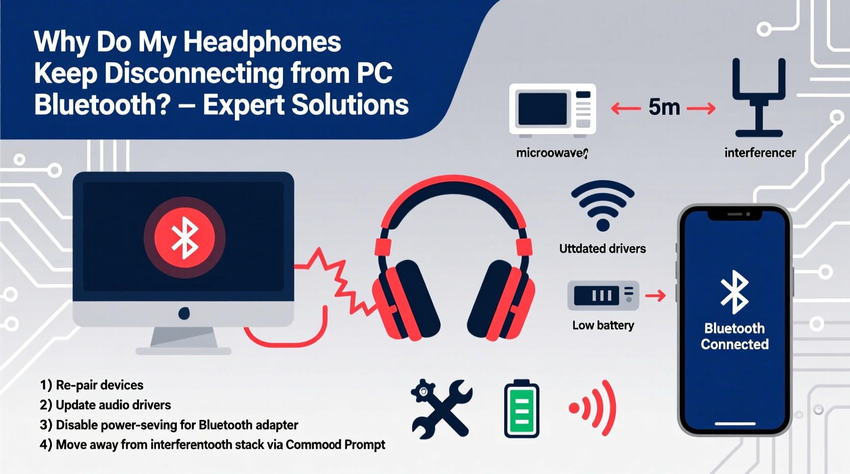 why do my headphones keep disconnecting from my pc bluetooth troubleshooting tips