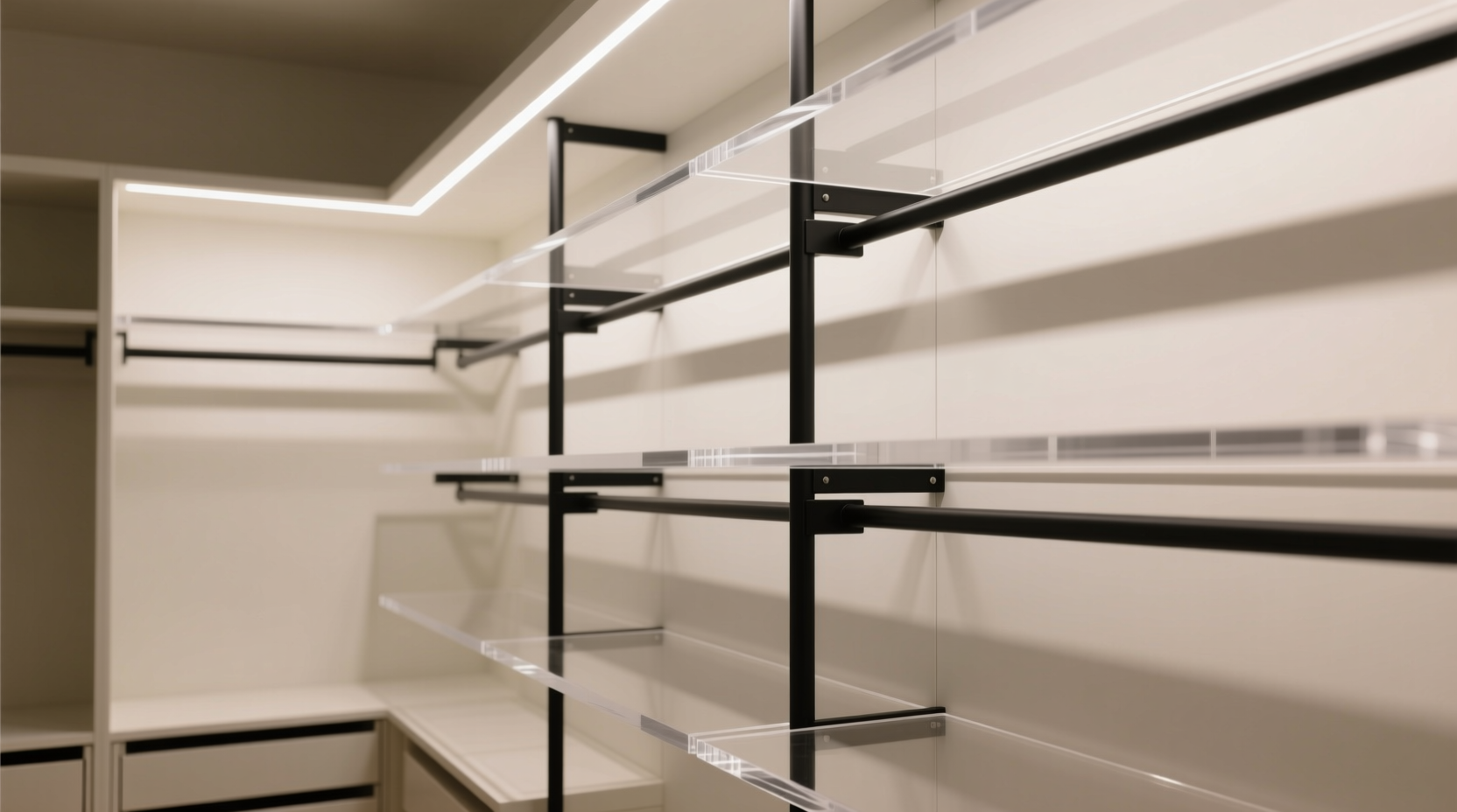 closet organization tips acrylic vs black rods