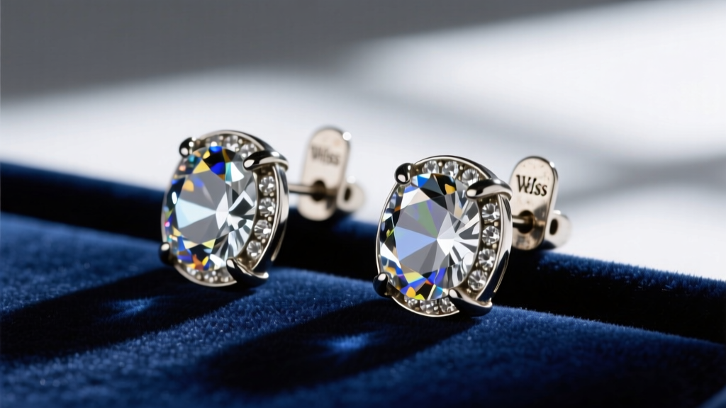 Macro shot of vintage Weiss rhinestone clip-ons on navy velvet, highlighting silver-tone metal and original paddle-back hardware.