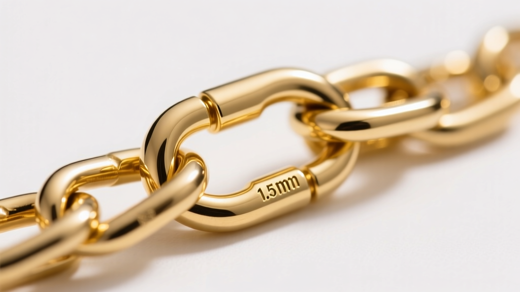 Close-up macro shot of a 1.5mm 14k yellow gold box chain clasp, showing the precise laser-welded links and high-polish finish.