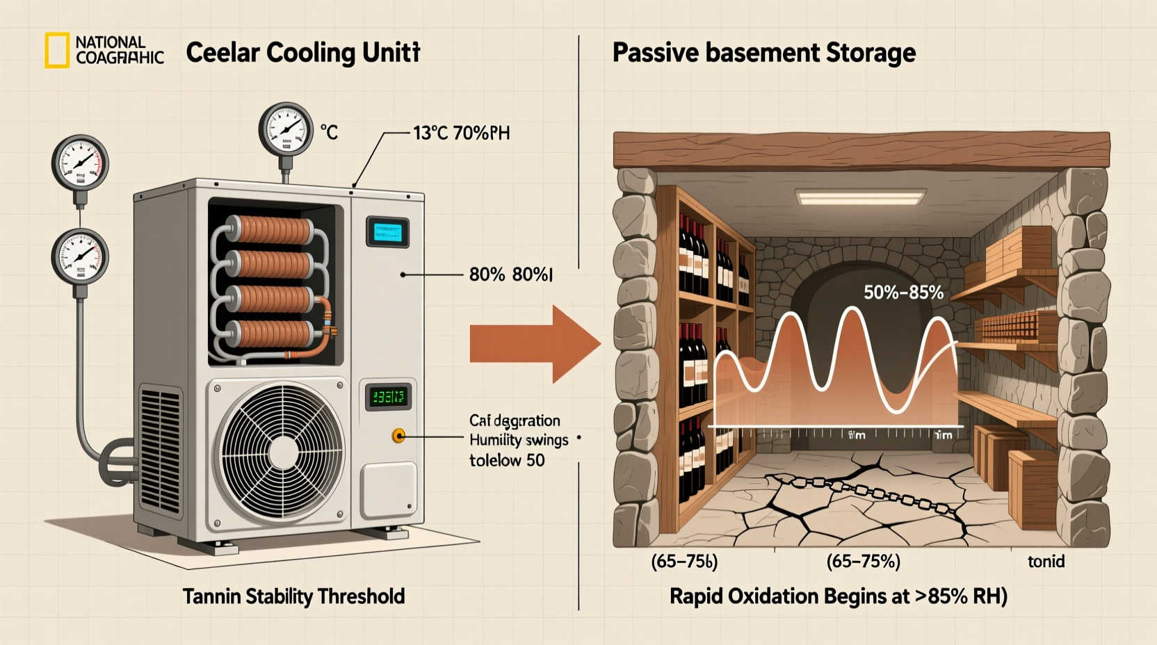 wine cellar cooling unit vs passive basement storage what humidity swings ruin tannins first