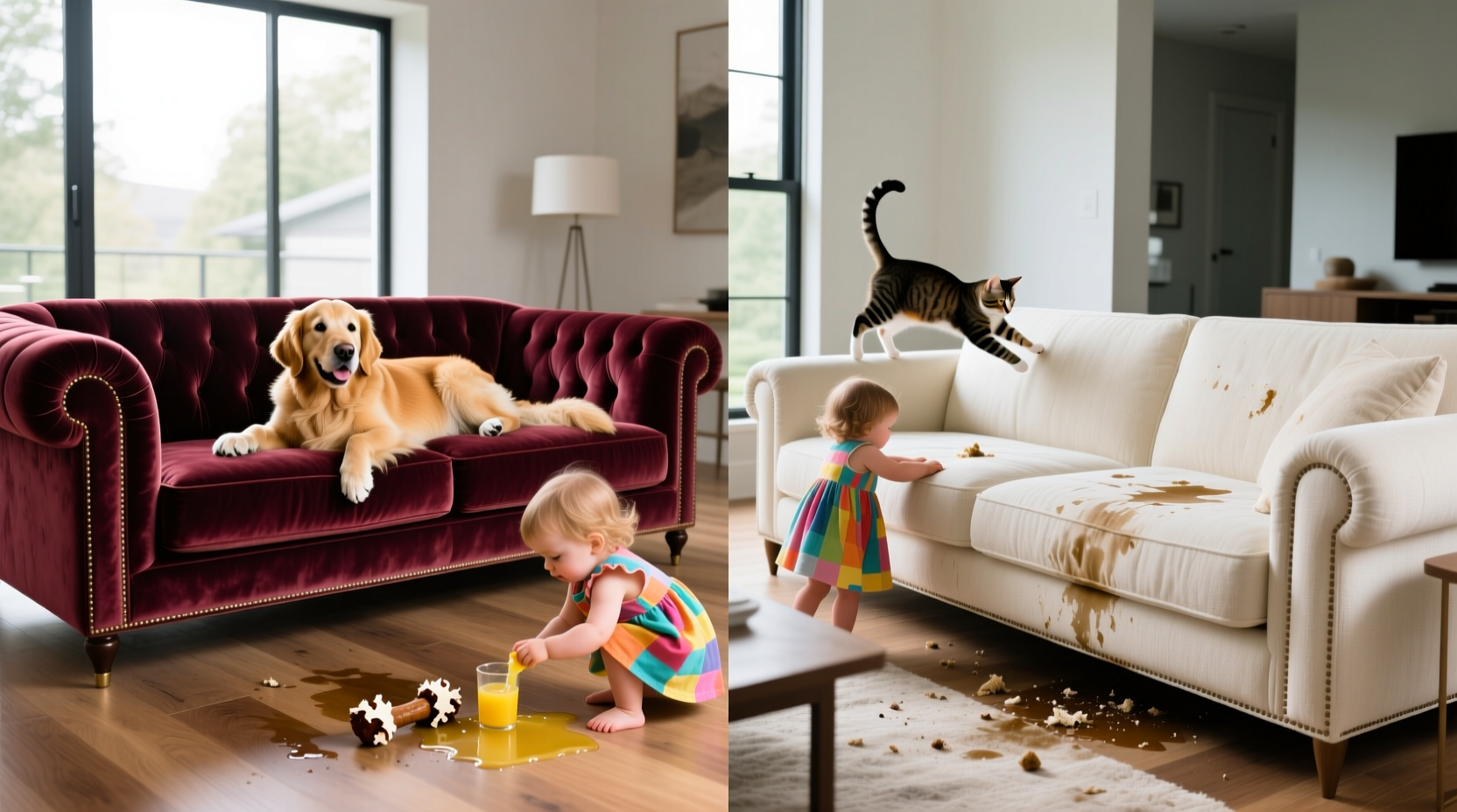 velvet sofas vs linen which holds up better with pets and kids