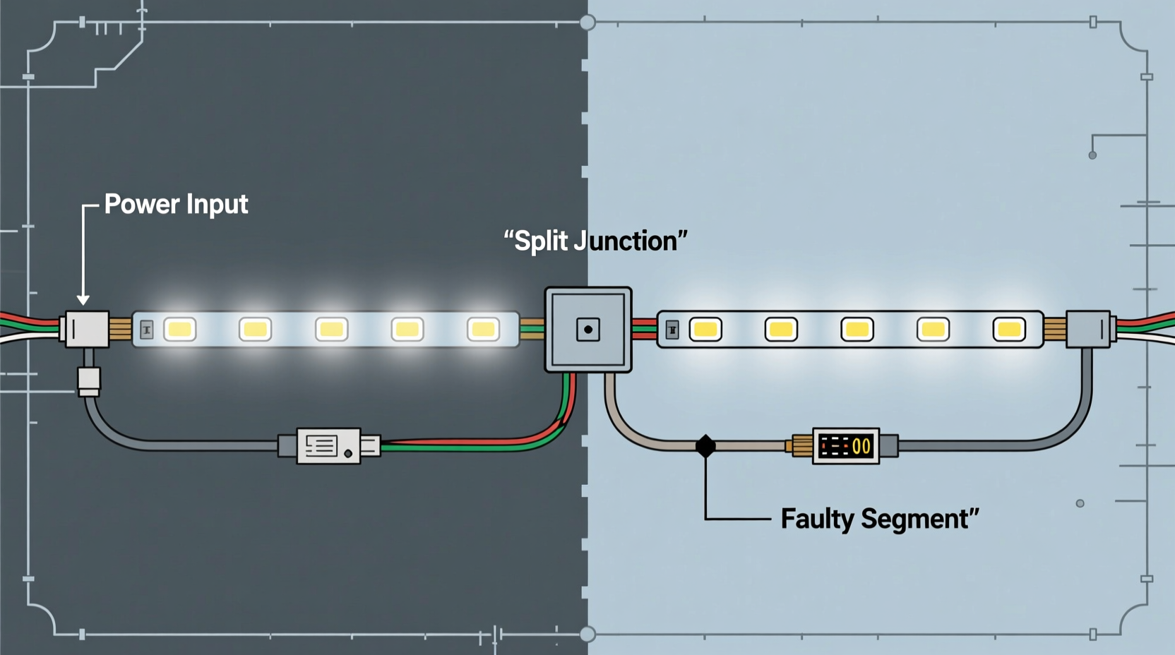 why does half my light strand stay dark troubleshooting split circuits