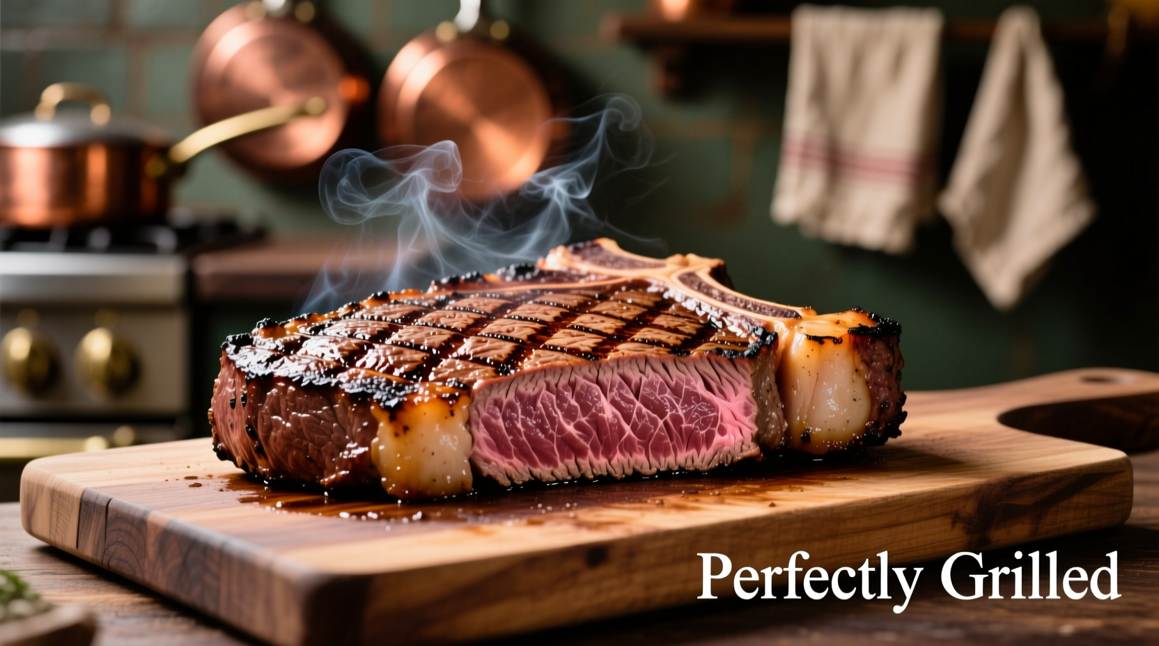 Perfectly grilled NY strip steak with char marks