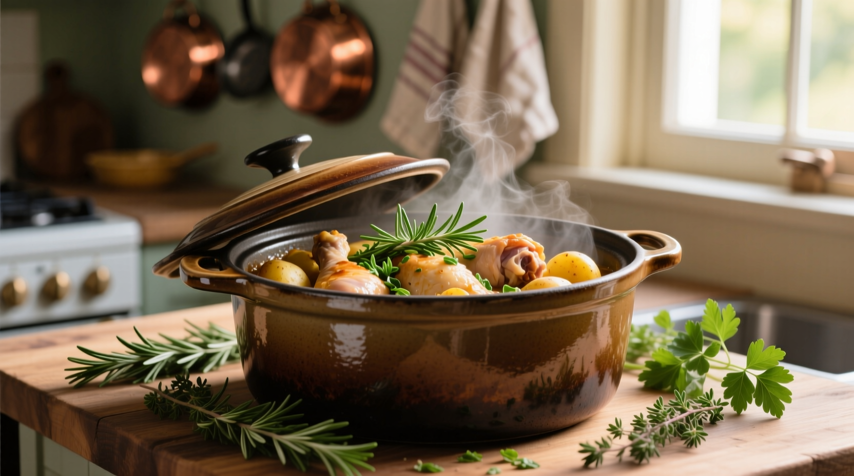 Crock pot chicken and potatoes with fresh herbs