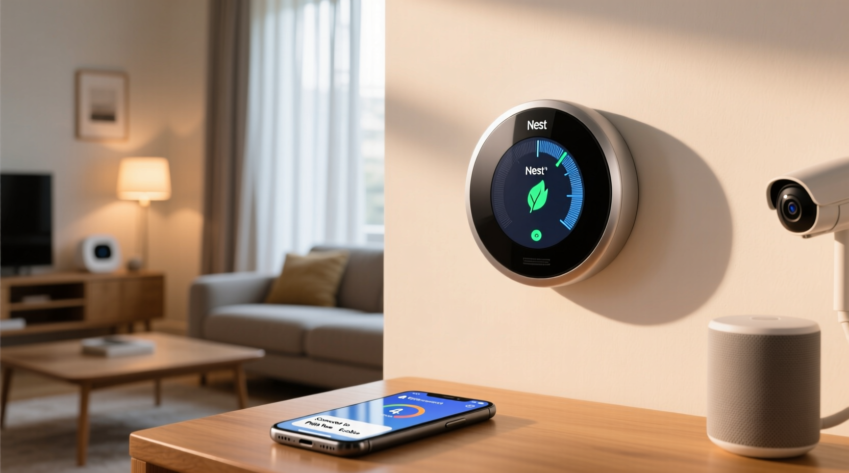 Nest Learning Thermostat (4th Generation) with energy-saving features, controllable via the Nest app, and seamless integration with other smart home devices.
