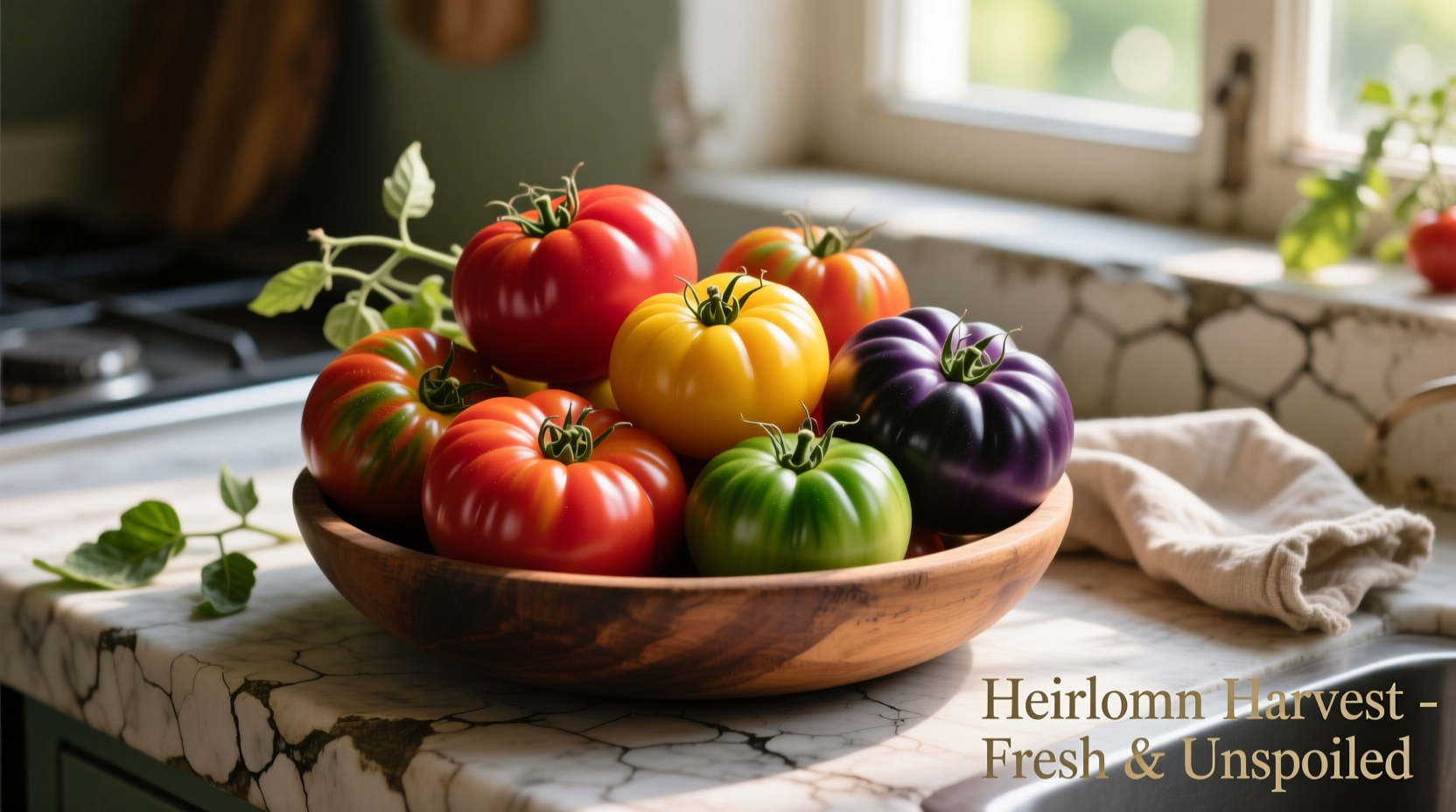 Colorful assortment of heirloom tomatoes for salad
