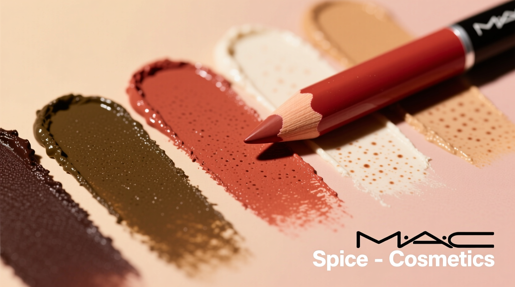 MAC Lip Pencil in Spice swatched on diverse skin tones