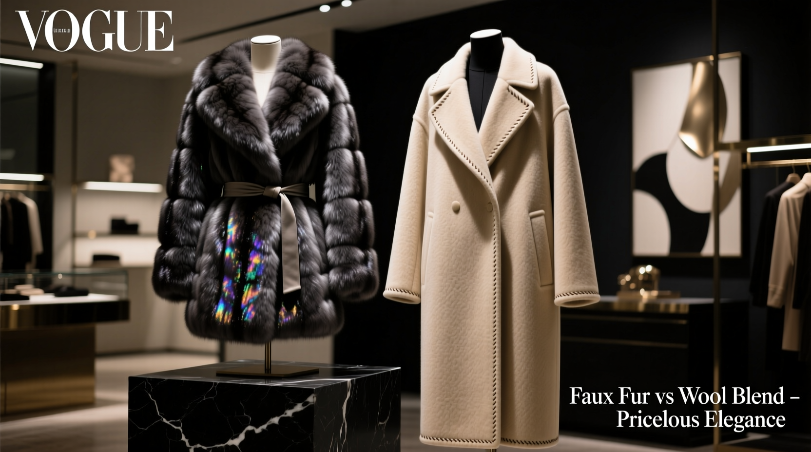 faux fur coat vs wool blend which looks expensive without the price tag