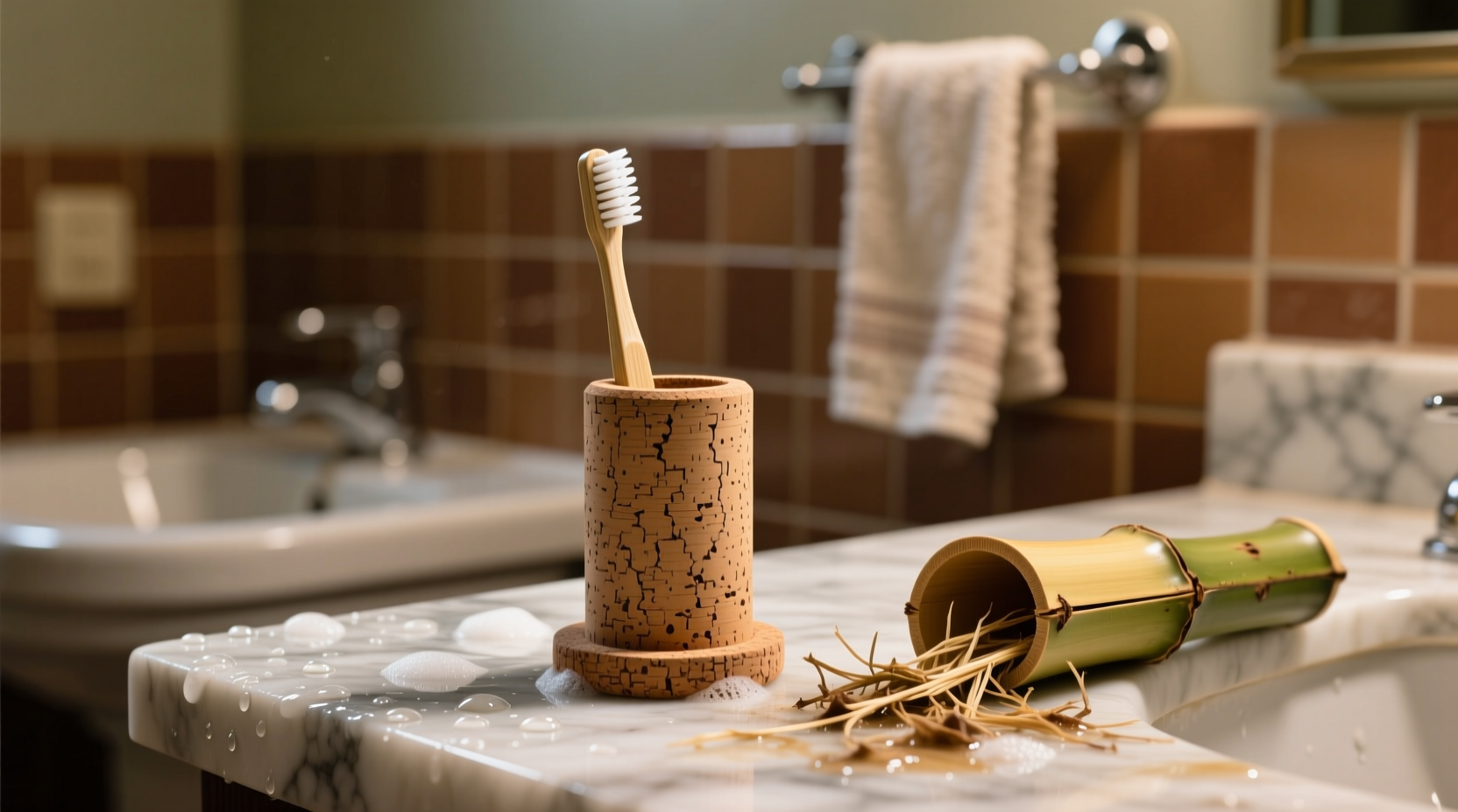 cork vs bamboo toothbrush holders soap scum resistance