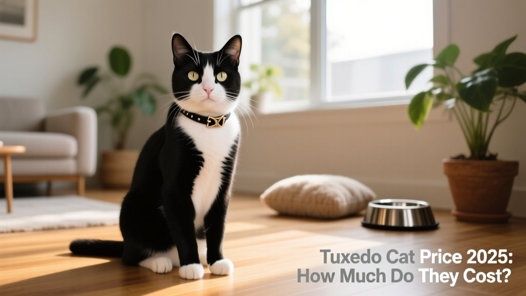 A friendly tuxedo cat sitting upright with bright eyes and a relaxed posture