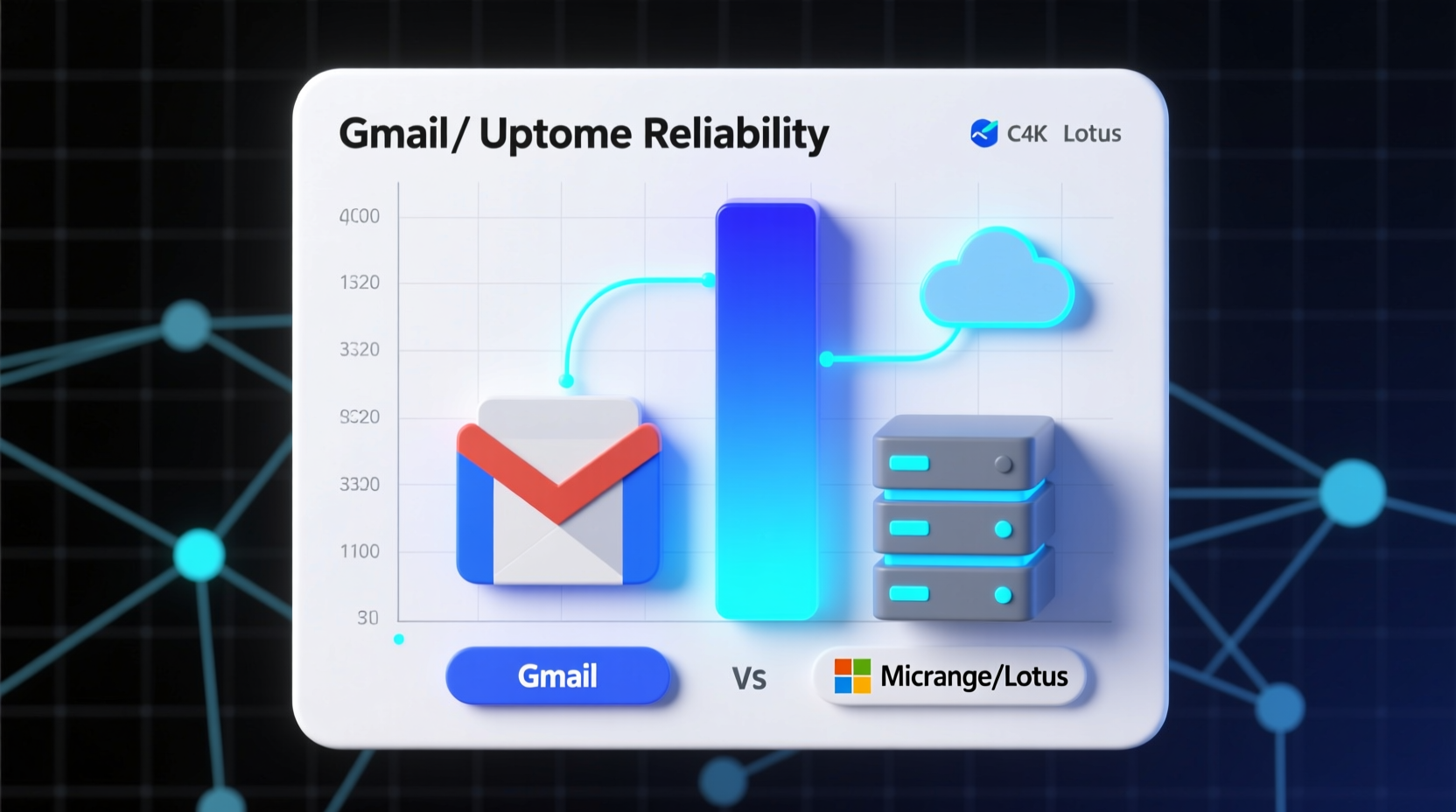 gmail offers higher uptime than exchange lotus