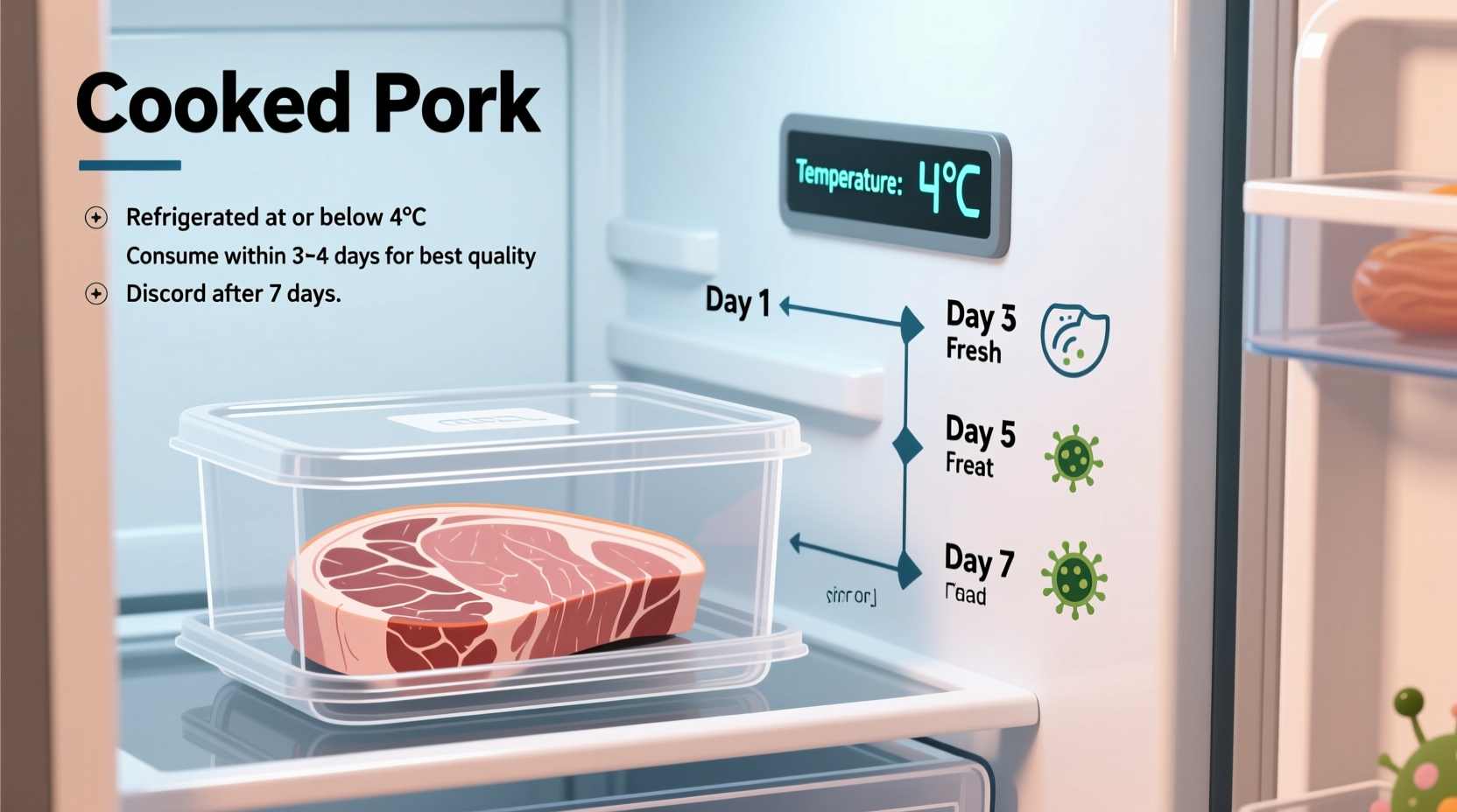 how long is cooked pork good in the refrigerator