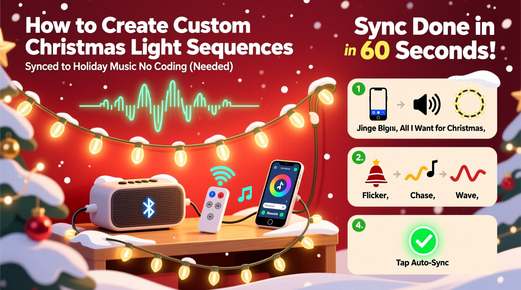 how to make custom christmas light sequences synced to holiday music without coding skills