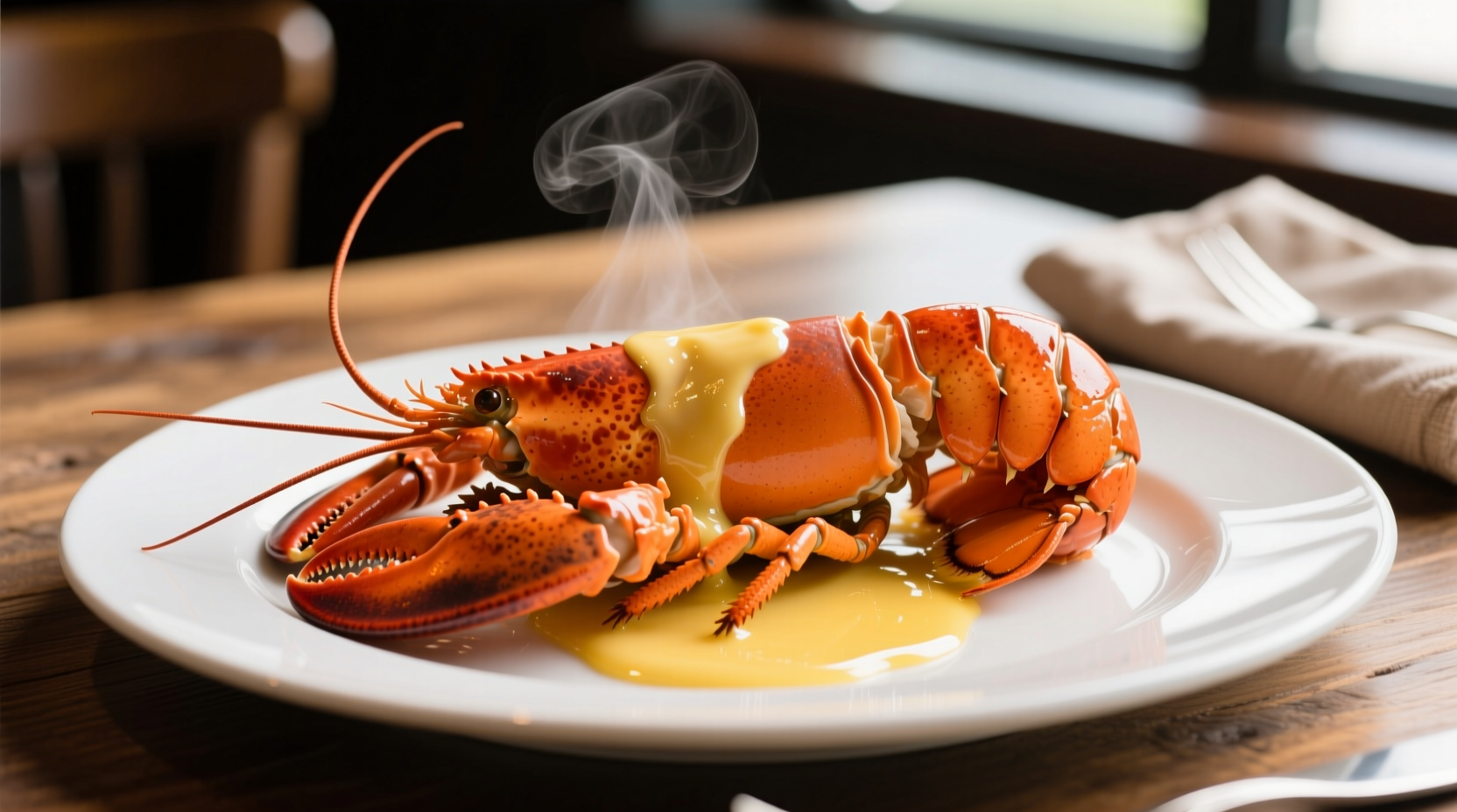 Properly reheated lobster tail with butter sauce