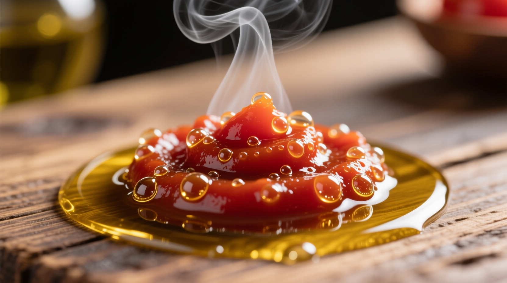 Tomato paste sizzling in olive oil