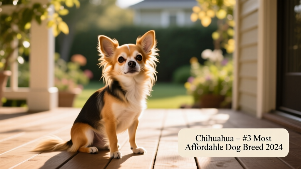 Long-haired Chihuahua sitting alertly, highlighting its small size and minimal care needs