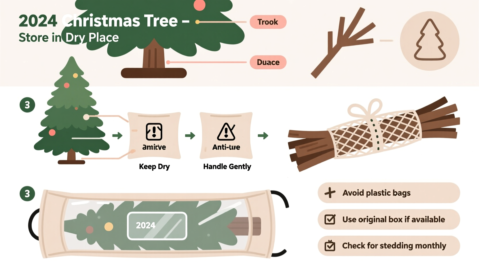 how to store artificial christmas trees to prevent tangling and needle shedding next year