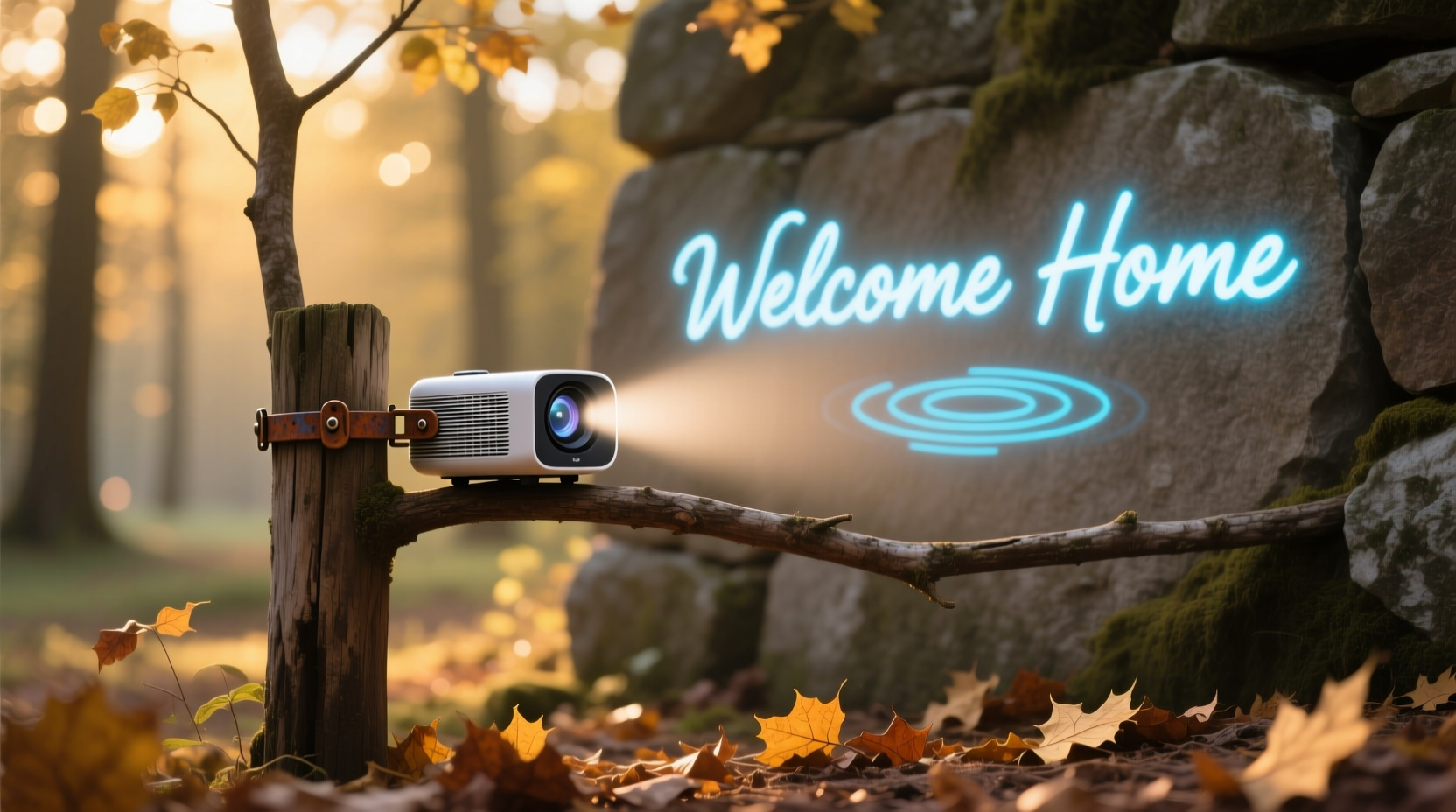 how to attach mini projectors to branches for personalized animated messages