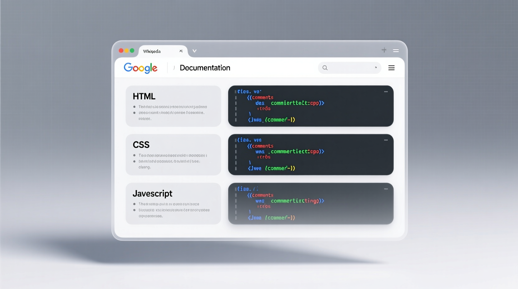 google doctype like wikipedia for web development