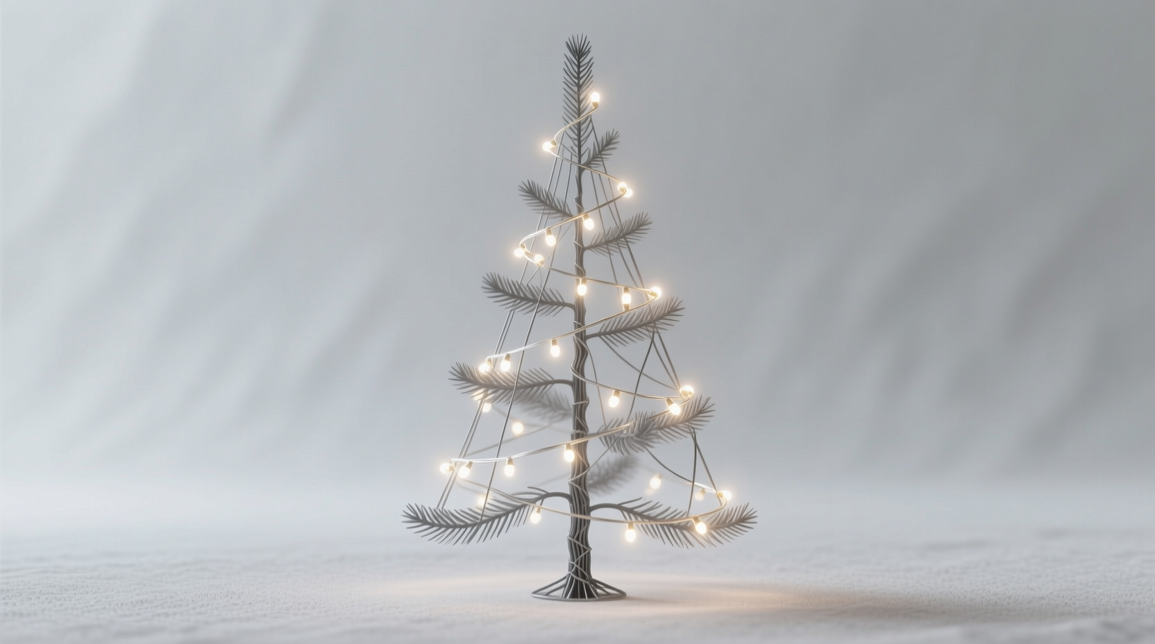 how to create a minimalist christmas tree using only monochrome string lights and texture
