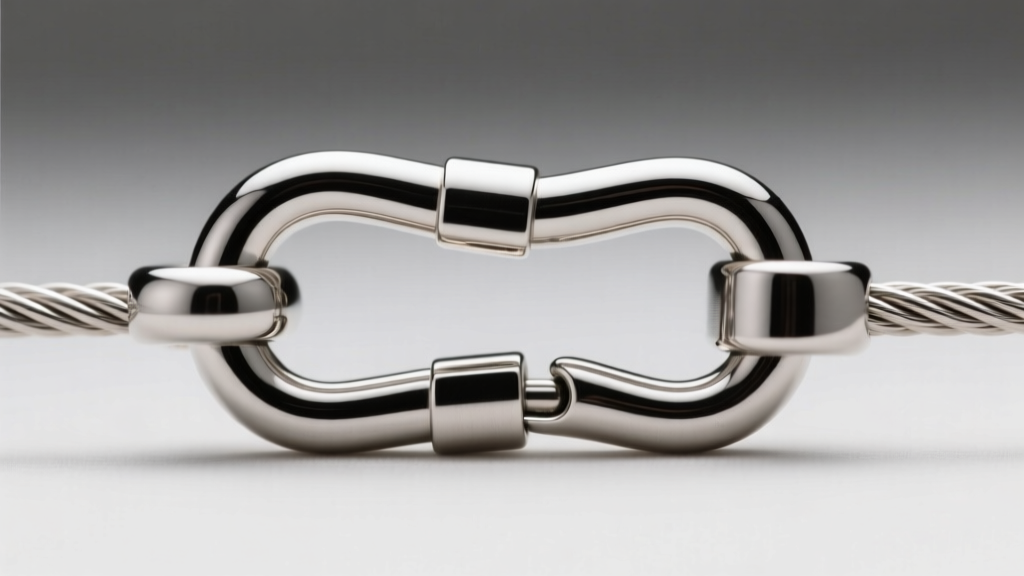 Extreme close-up of a 316L stainless steel lobster clasp on a 1.5mm cable chain, highlighting the secure jump ring mechanism