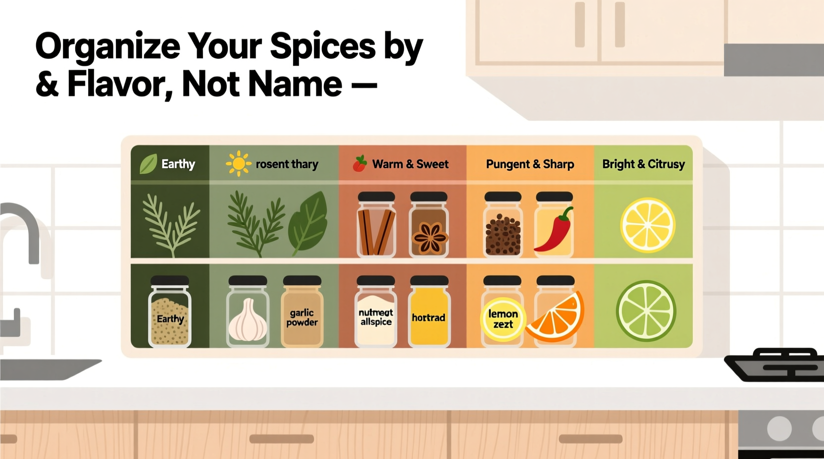 how to organize your spice rack alphabetically by flavor profile not just name
