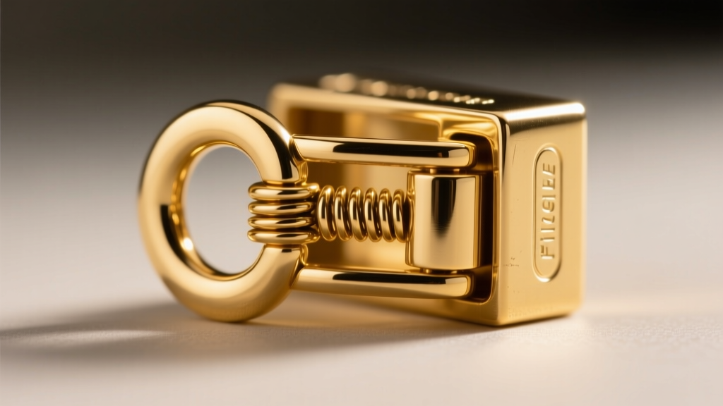 Macro shot of a 14k gold box clasp with double figure-8 safety latches, revealing the tongue-and-groove spring mechanism.