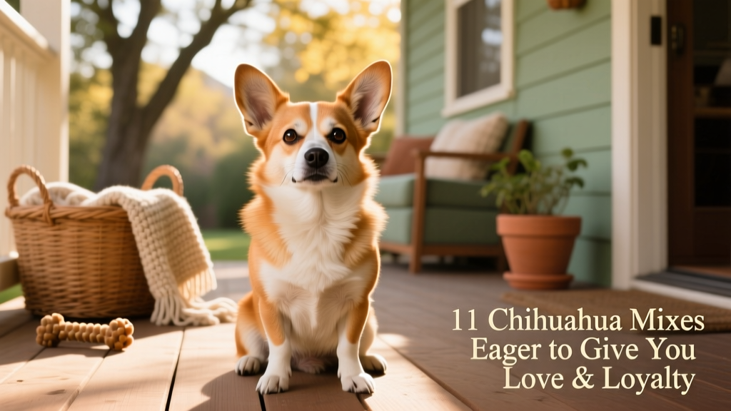 Chihuahua and corgi mix with chihuahua face and corgi scruff