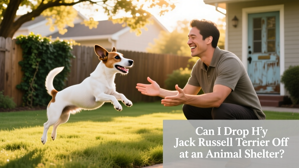 A happy Jack Russell Terrier playing in a sunlit backyard with a new adopter, showing trust and comfort