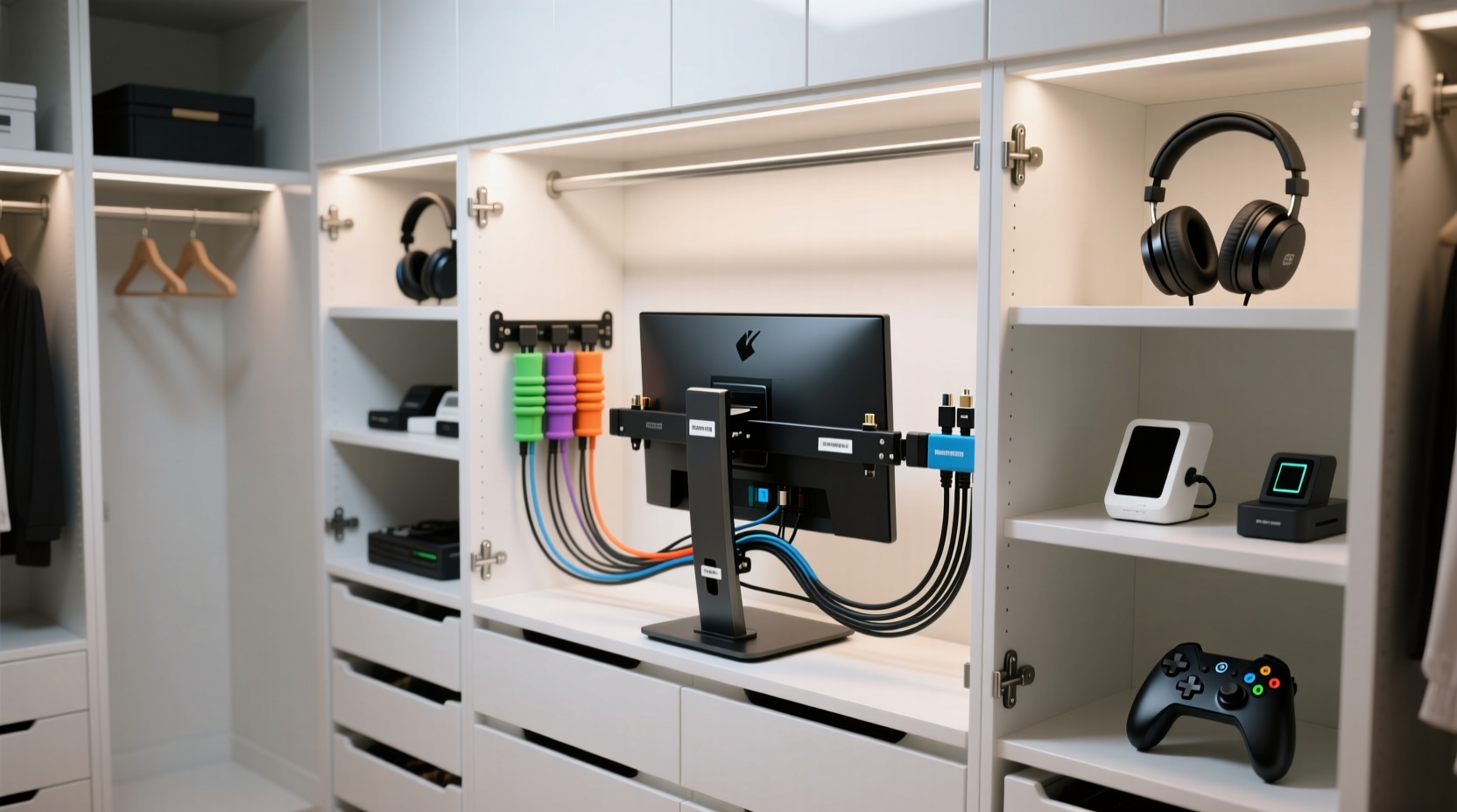 closet organization tips for gaming monitor stands