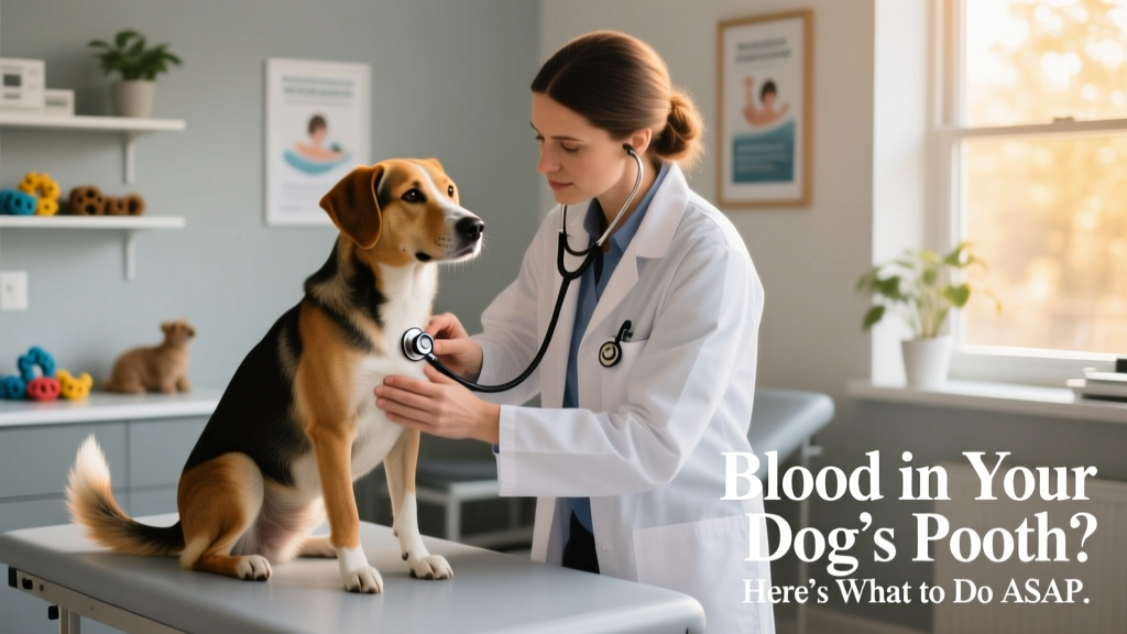Veterinarian examining a calm dog during a routine wellness checkup